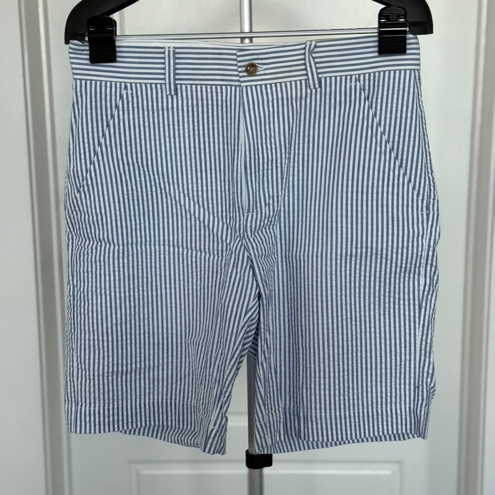 Alan Flusser Blue and White Flat Front Shorts
